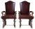Set of Oak and Dark Red Leather Armchairs by Jean Charles Moreaux, 1940s For Sale