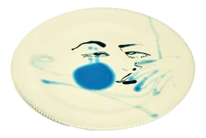 Blue Stain - Original Hand-made Flat Ceramic Dish by A. Kurakina - 2019 2019