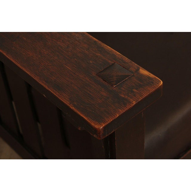 Early 21st Century L & JG Stickley Antique Mission Oak and Leather Morris Chair For Sale - Image 5 of 18