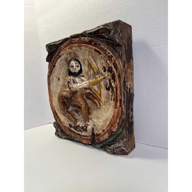Vintage Verboan Hand Carved Wooden Zodiac SAGITTARIUS Relief Wall Plaque Made in Spain Aprox. dimensions: 9"W x 10"H x...