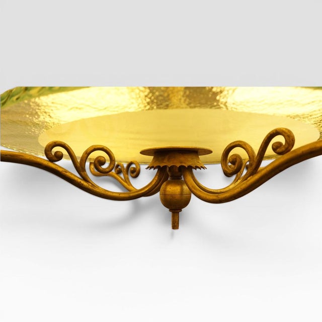 1920s Swedish Grace Brass Chandelier with Glass Discs by Harald Notini for Böhlmarks Sweden, 1930s For Sale - Image 5 of 10