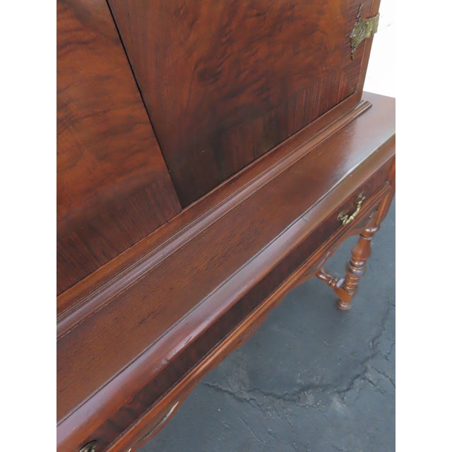 Chippendale Early 1920s Tall China Cabinet Cupboard With Brass Accent 6453 For Sale - Image 17 of 18
