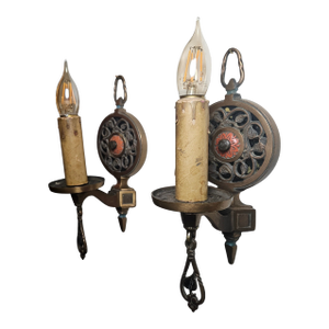 1920s Moe -Bridges Tudor Wall Sconces - a Pair