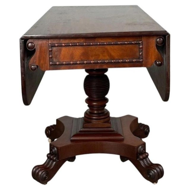 Hollywood Regency Regency Mahogany Pembroke Table with Carved Pedestal Base, 1800 For Sale - Image 3 of 15