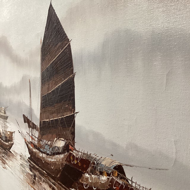 Original Painting on Canvas Nautical Seascape by Paul Wong Framed For Sale In Chicago - Image 6 of 12