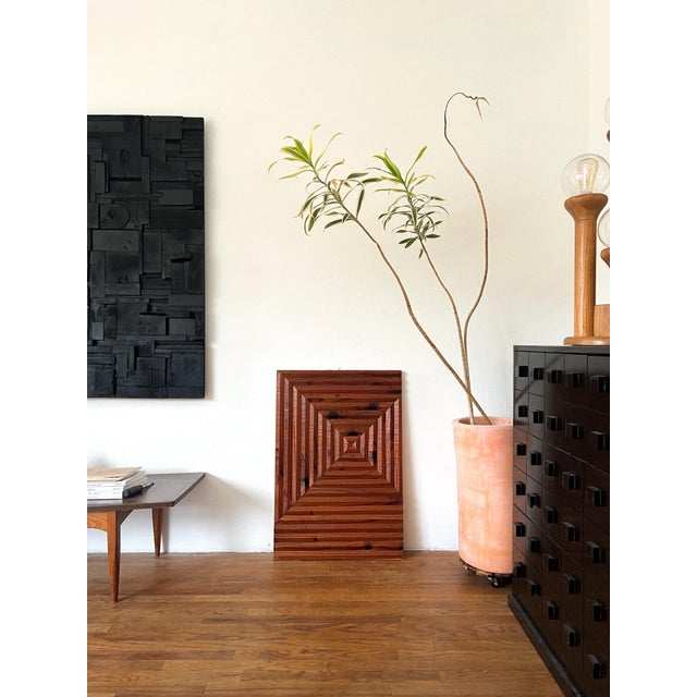 1970s Vintage Geometric Wood Wall Sculpture, Brutalist Relief Panel For Sale In San Diego - Image 6 of 8