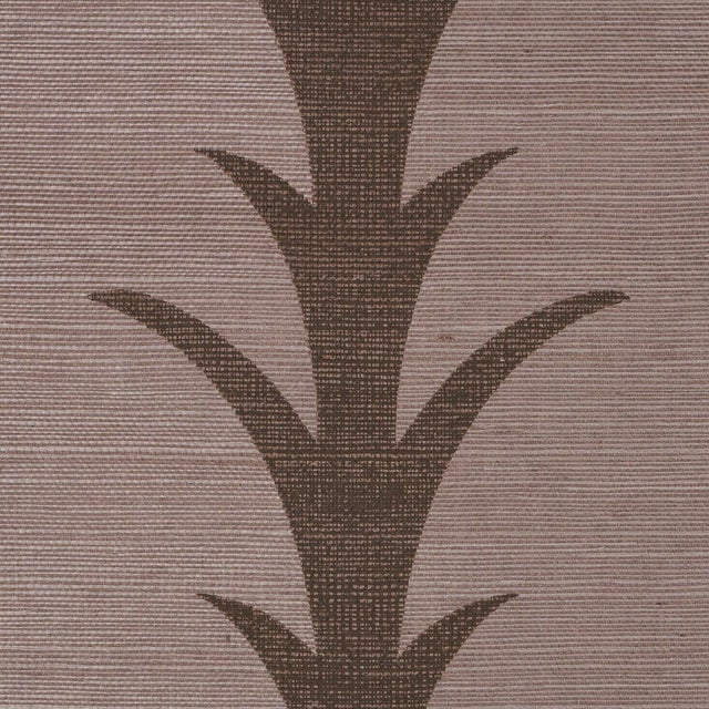 Contemporary SAMPLE - Schumacher x Celerie Kemble Acanthus Stripe Sisal Wallpaper In Mocha For Sale - Image 3 of 4