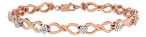 10K Rose Gold Plated .925 Sterling Silver 1/2 Cttw Diamond Infinity Link Tennis Bracelet
