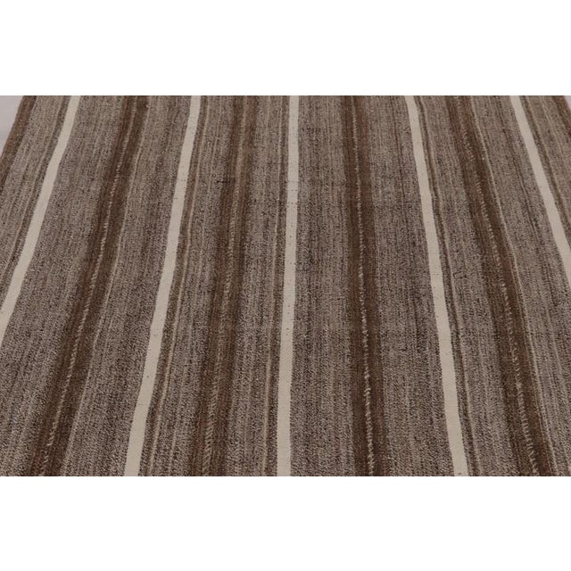 Rug & Kilim Vintage Persian Kilim in Beige and Brown Stripes - Rug & Kilim For Sale - Image 4 of 10