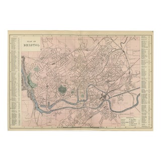 Decorative Map of Bristol, 1885 For Sale