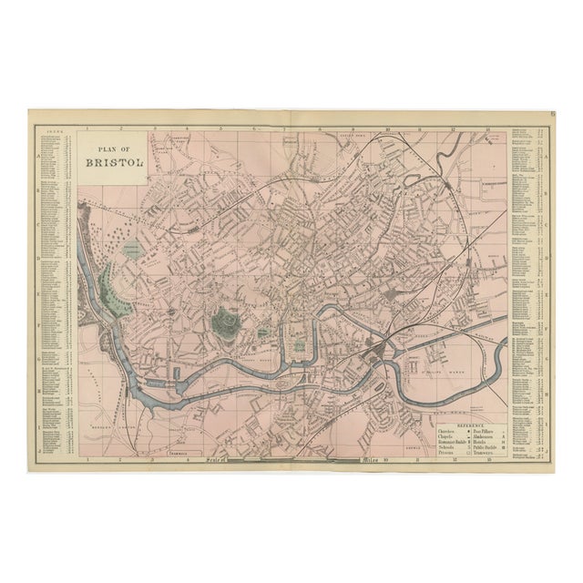 Decorative Map of Bristol, 1885 For Sale