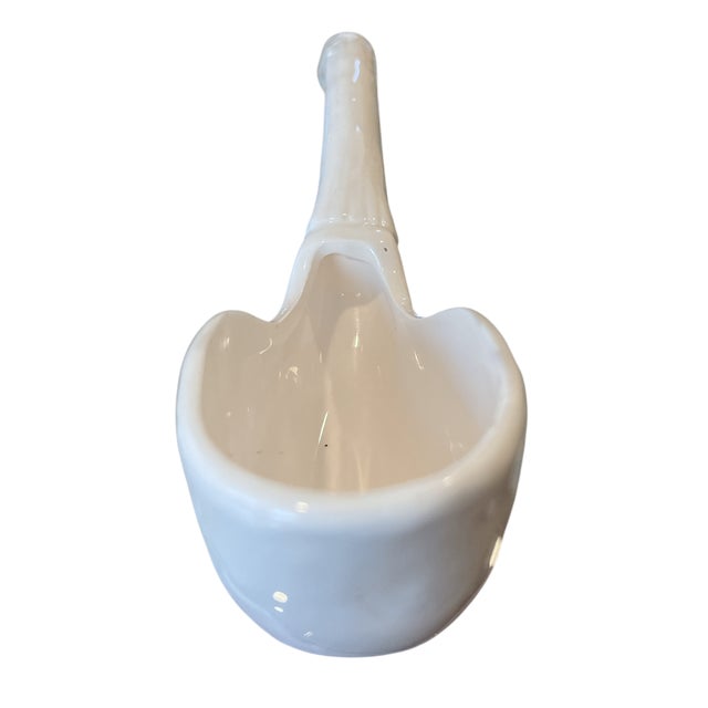 Bunny Williams Home Vintage White Porcelain Ladle With Sculptural Handle for Tureen – 9” For Sale - Image 4 of 7