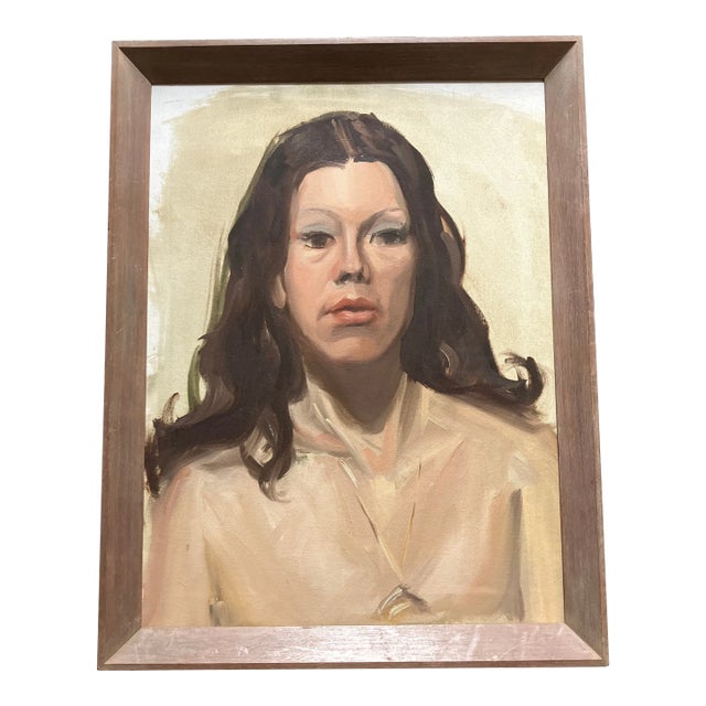 1970s Vintage Impressionist Female Portrait Painting For Sale