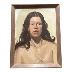 1970s Vintage Impressionist Female Portrait Painting