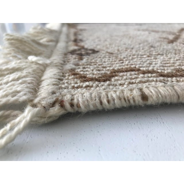 Ecru & Brown Thick Wool Rug, 1980s For Sale - Image 9 of 10
