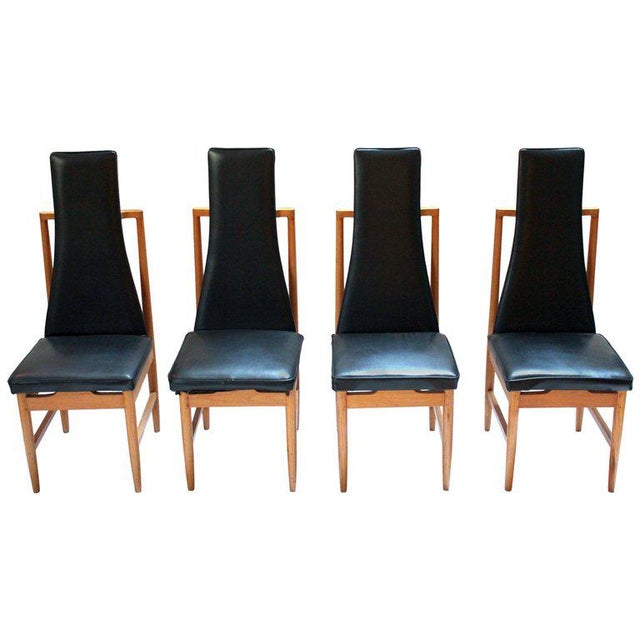 Danish Modern Teak & Black Vinyl Tall-Back Dining Chairs ... (640 x 640 Pixel)