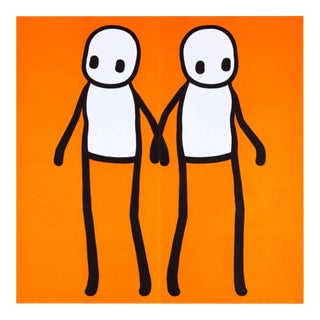 Stik, Holding Hands Signed (Orange), 2020 For Sale