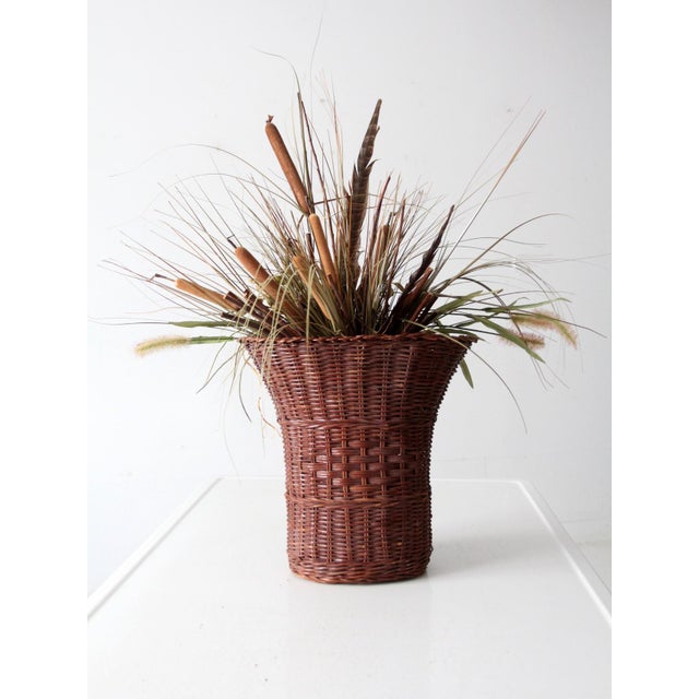 Vintage Wicker Basket Vase For Sale - Image 4 of 10