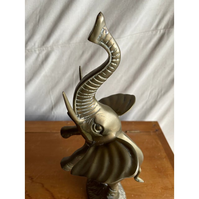 Vintage Mid 20th Century Standing Brass Elephant Figurine or Sculpture For Sale - Image 11 of 13