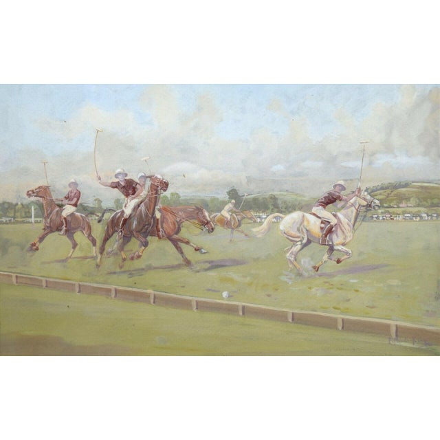 1970s "Against the Boards" Original C1975 Polo Pastel Gouache by Eric Meade-King For Sale - Image 5 of 9