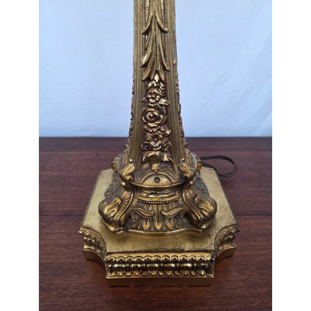 Metal 1950s Mid-Century Rococo Revival Solid Brass Table Lamp For Sale - Image 7 of 7