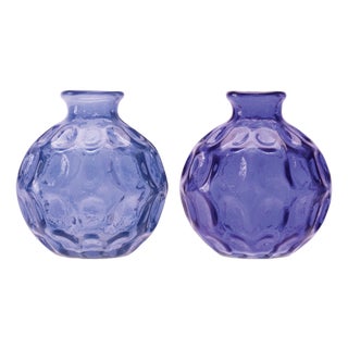 Blue Bubble Glass Bud Vase (Set of 2) For Sale