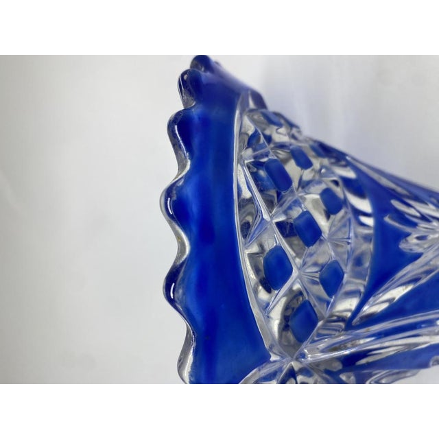1960s Bohemian Blue and Clear Crystal Vase, 1960s For Sale - Image 5 of 10