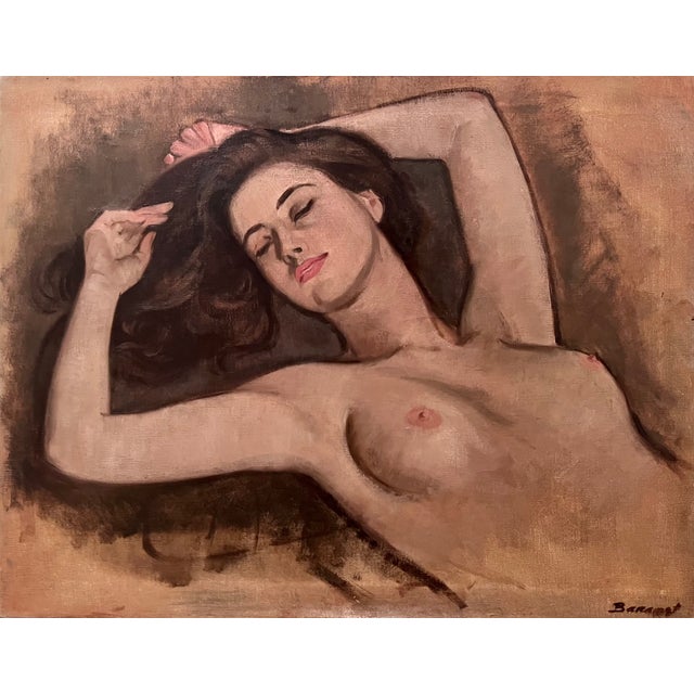 Original Oil on Canvas "Reclining Nude"-Robert Baranet-1967 For Sale In New York - Image 6 of 6