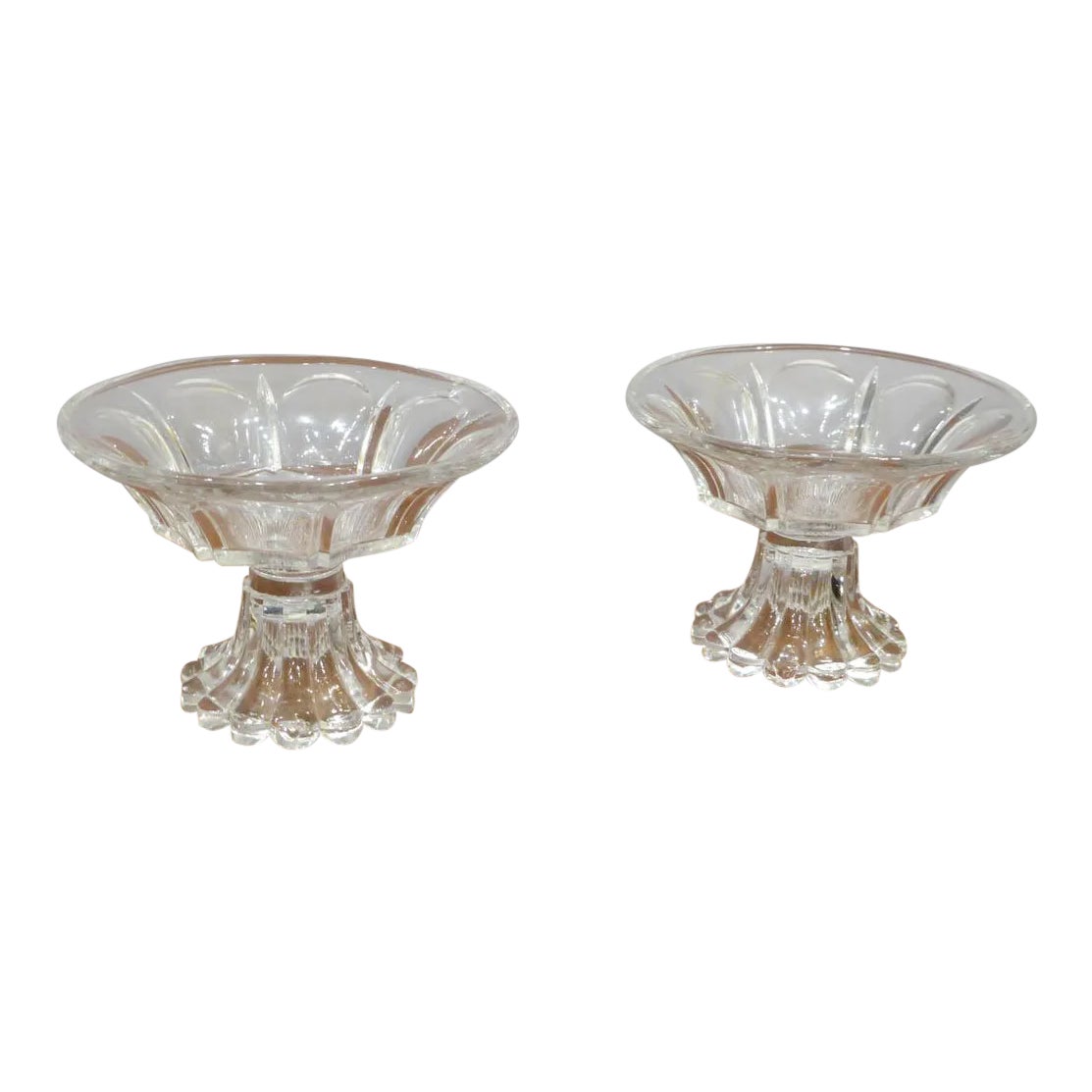 Vintage Sandwich Glass Compotes - a Pair | Chairish