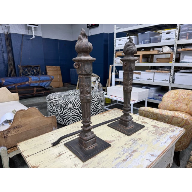 French Set of 2 Decorative Cast Iron Finials, 19th Century For Sale - Image 3 of 5