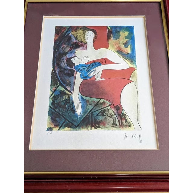 Contemporary Linda Le Kinff, Maternity, Color Lithograph, 1980s, Framed For Sale - Image 3 of 4