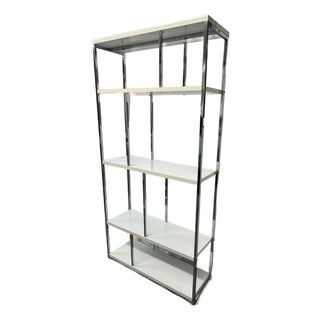 Modern White + Chrome Etagere For Sale