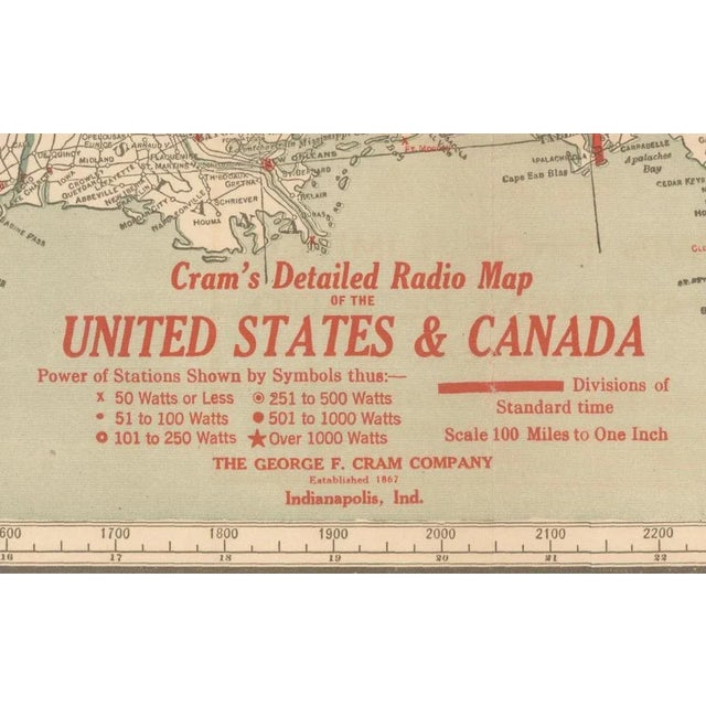 Map of US and Canada and Cuba and Mexico Stations and Frequencies, 1930s For Sale - Image 3 of 10