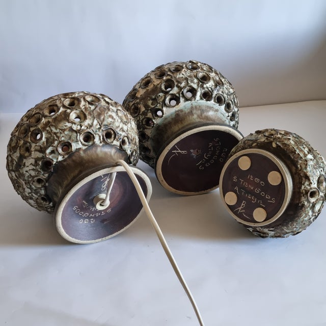 1970s Bruno Karlsson, Ego Stengods Ceramic Lamp Set – Set of 3 For Sale - Image 4 of 6