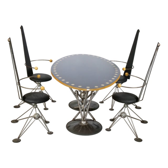 Postmodern Futuristic Dining Room Set Table and Chairs from Krauts, 1990s, Set of 5 For Sale