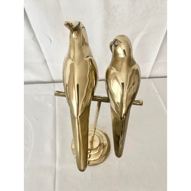 Mid-Century Hollywood Regency Solid Brass Lovebirds on Perch Stand For Sale - Image 15 of 16