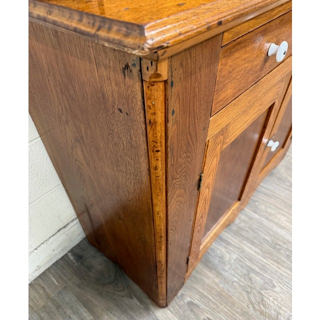 Antique American Primitive Farmhouse Solid Oak Step Back Cupboard For Sale - Image 4 of 17