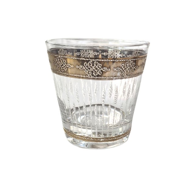 Vintage Mid Century Modern Glasses Low Ball Old Fashioned Set of 7 Textured Gold Barware For Sale - Image 4 of 9