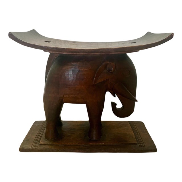 African Ashanti Royal Elephant Hard Wood Stool (Asante Esona Dwa) For Sale