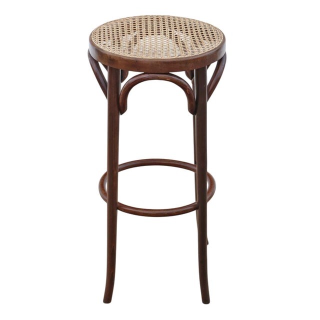A charming c.1925 bentwood high stool, full of lovely age, colour, and patina. Exuding character, this rare decorative...