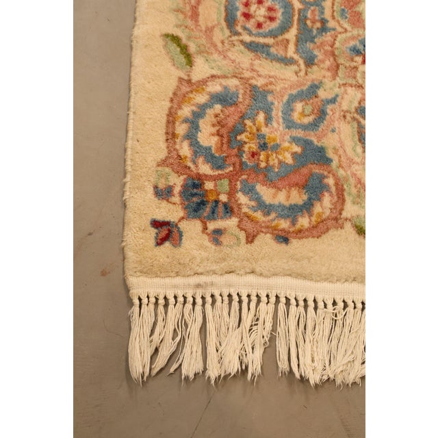 Cornflower Blue Kirmin Pattern Large Hand Tied 11' x 18' Fringed Area Rug For Sale - Image 8 of 18
