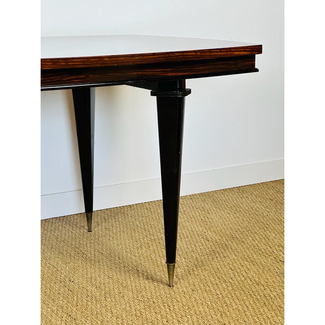 Modern Art Deco Dining Table in Macassar Ebony Marquetry, 1940s For Sale - Image 13 of 18