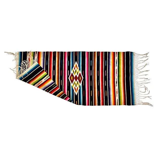 Folk Art Mexican Saltillo Serape For Sale - Image 3 of 4