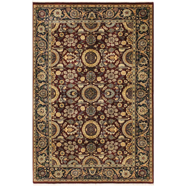Classic 1990's Pak-Persian Maroon/Blue Wool Rug - 4'7'' X 7'3'' For Sale - Image 9 of 9