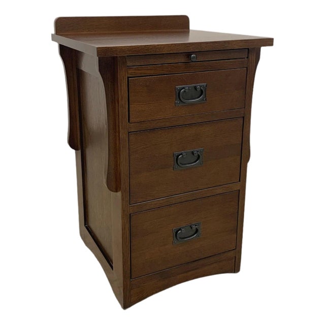 Crofter Style 3 Drawer End Table With Writing Tray- Walnut For Sale