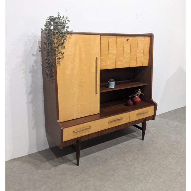 Wood Mid-Century 2-Tone Highboard, 1950s For Sale - Image 7 of 13