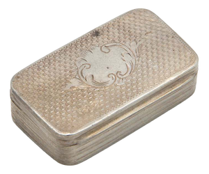 Rectangular Guilloche Silver Snuff Box
