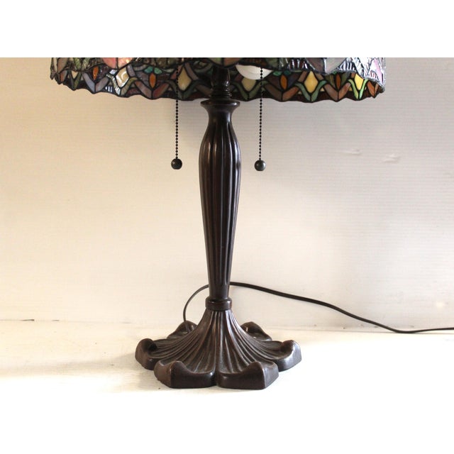 Wonderful Art Nouveau Tiffany-Style Lead Shade Lamp For Sale - Image 4 of 16