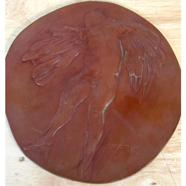 Leonard Baskin, Icarus, Numbered 3/250, Cast Bronze Wall Plaque, 1969 For Sale - Image 9 of 13