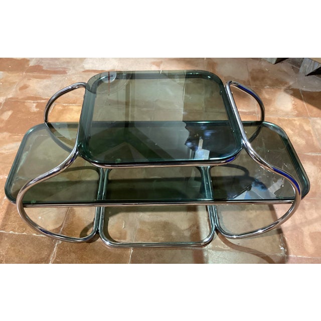Giotto Stoppino Space Age Curved Chrome Coffee Table by Giotto Stoppino, 1970s For Sale - Image 4 of 7